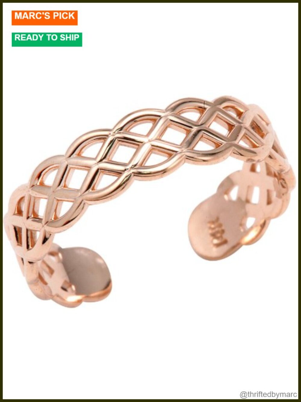 14k Rose Gold Adjustable Pink Weave Toe Ring